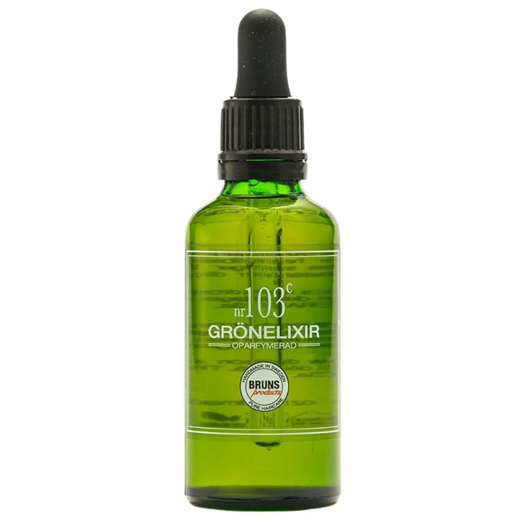 BRUNS Products Nr103c Unscented Green Elixir Hajusteeton Seerumi Hiuspohjalle ja kasvoille 50ml