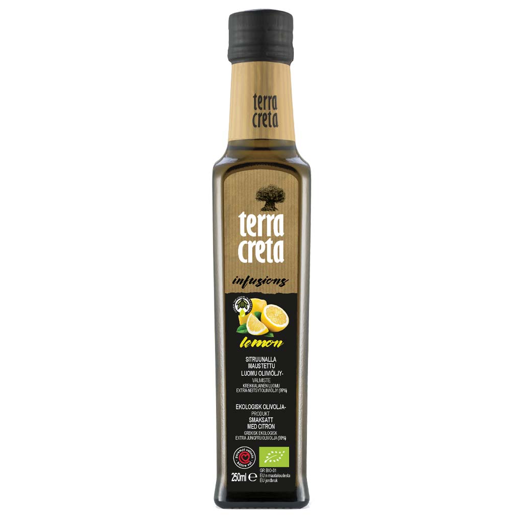 Terra Creta Bio Infusion sitruunalla maustettu Ekstra-neitsytoliiviöljy, luomu 250 ml