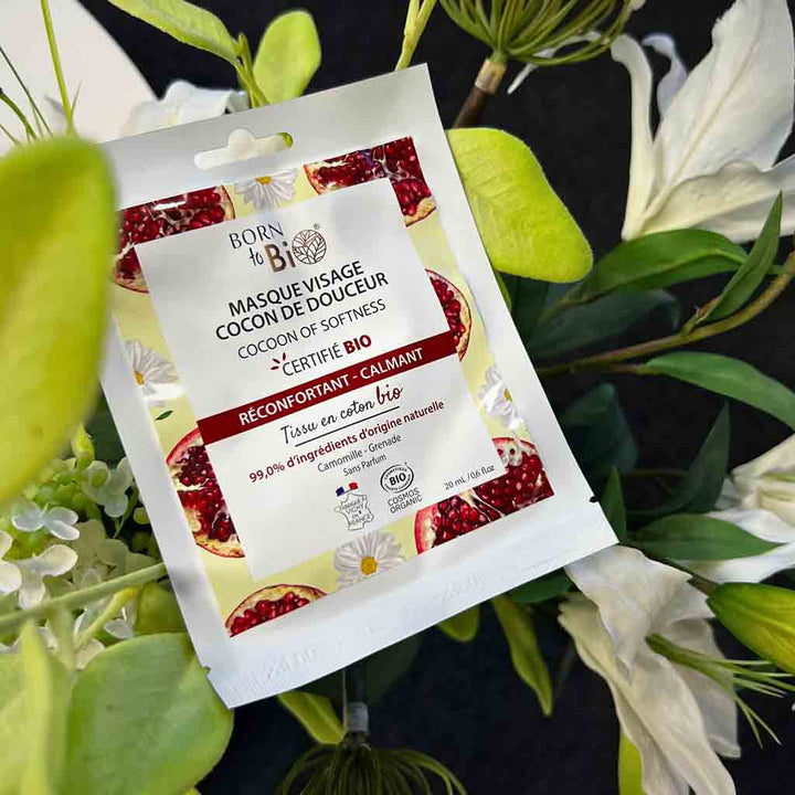 Born to Bio Pomegranate Cocoon Of Softness Face Mask Herkän Ihon Kangasnaamio 20ml