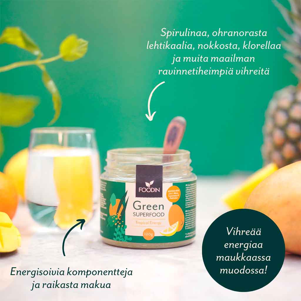 Foodin Green Superfood Viherjauhe Energy Tropical 120g