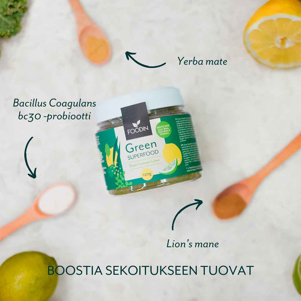 Foodin Green Superfood Viherjauhe Fresh Lemon-Lime 120g