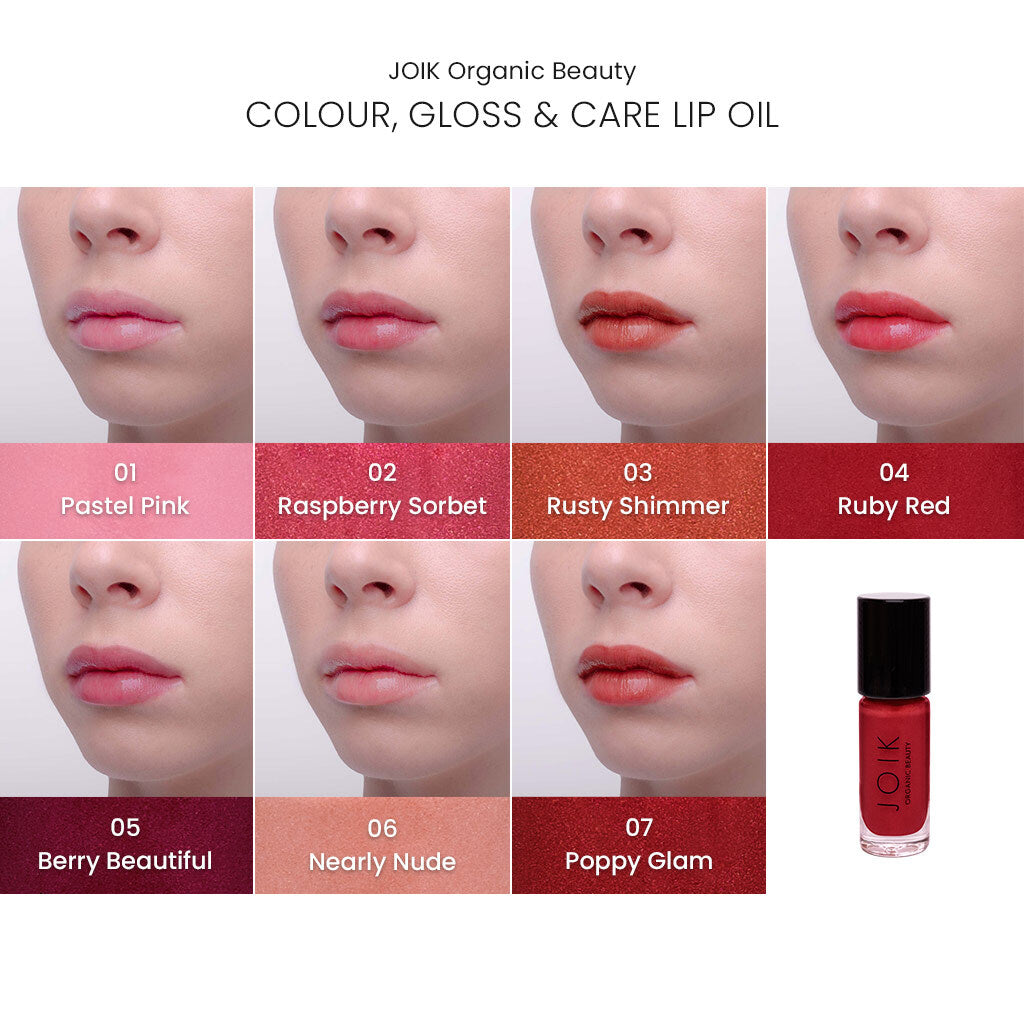 JOIK Organic Colour, Gloss & Care Lip Oil Sävyttävä Huuliöljy 4,5ml - 02 Raspberry Sorbet