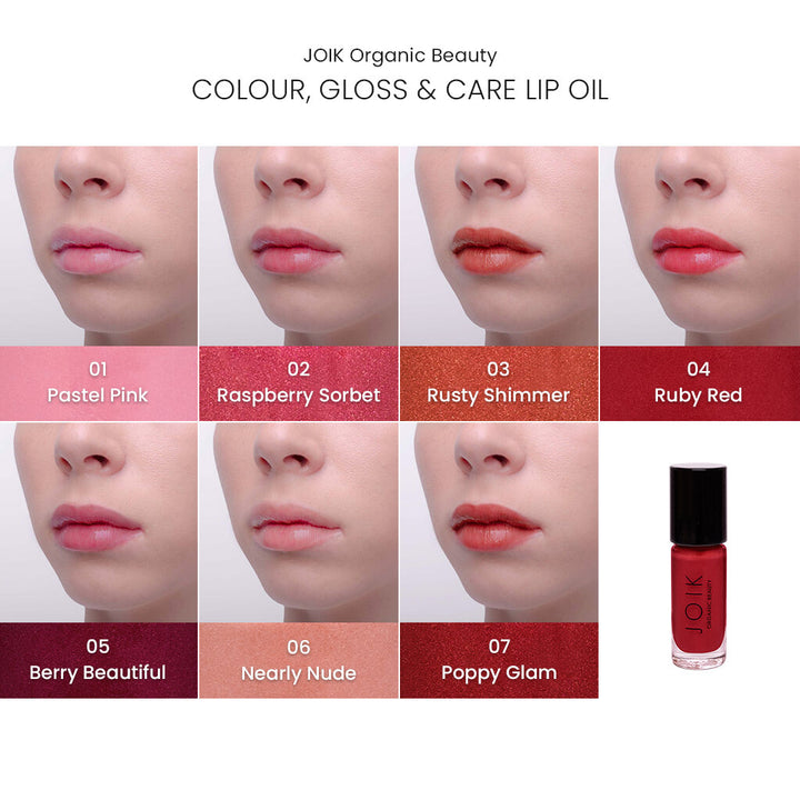 JOIK Organic Colour, Gloss & Care Lip Oil Sävyttävä Huuliöljy 4,5ml - 02 Raspberry Sorbet