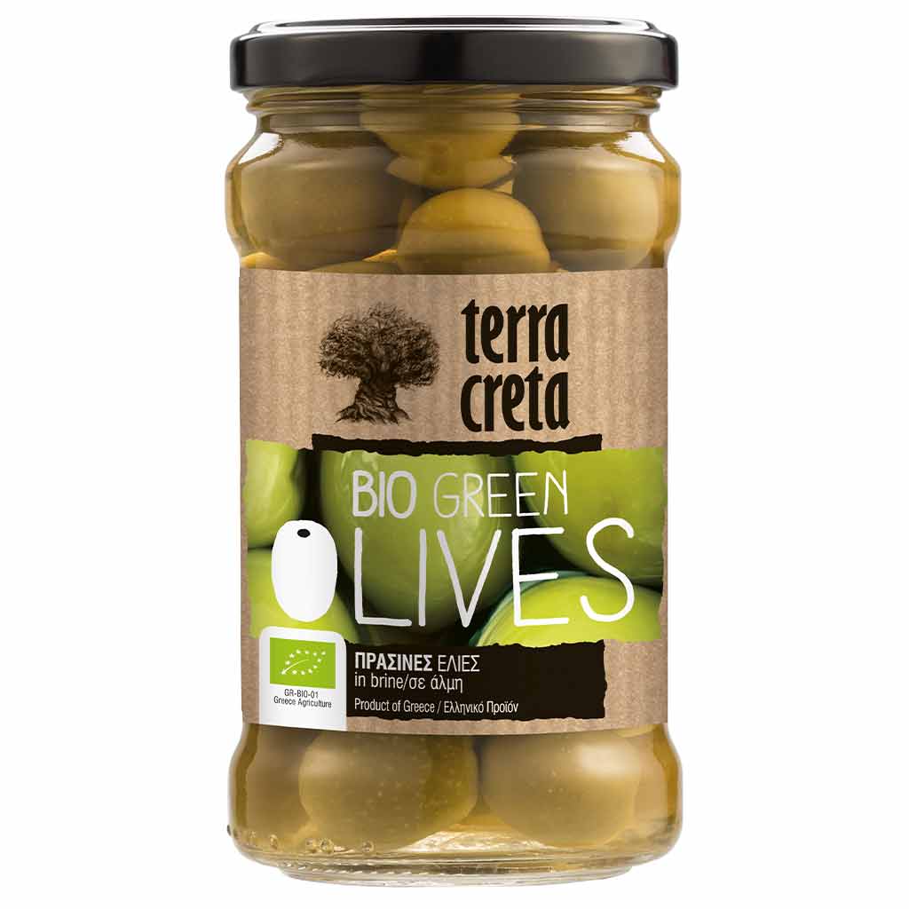 Outlet Terra Creta Greek Green Olives Vihreät Oliivit, Kivellinen, Luomu 290 g