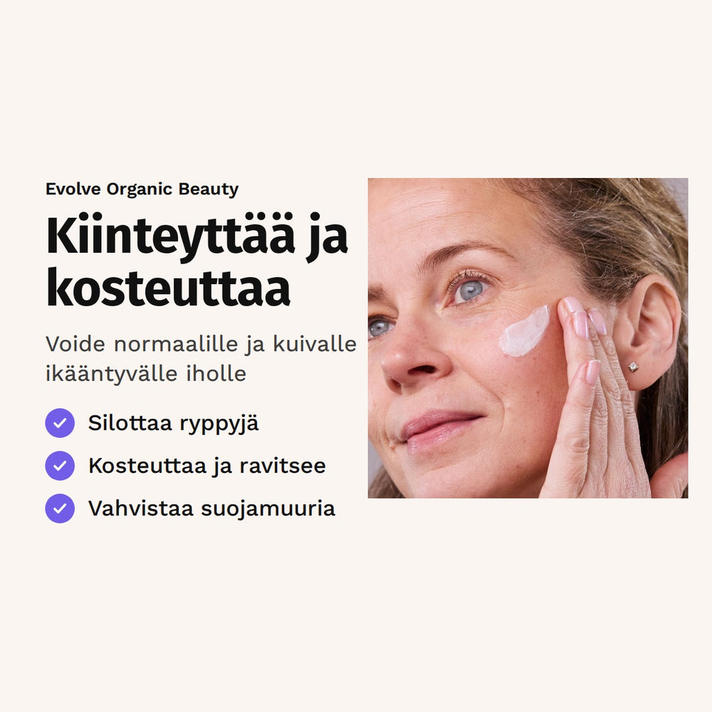 Evolve Age Defying Multi Peptide Cream 60 ml. Kiinteyttää ja kosteuttaa. Voide normaalille ja kuivalle ikääntyvälle iholle.