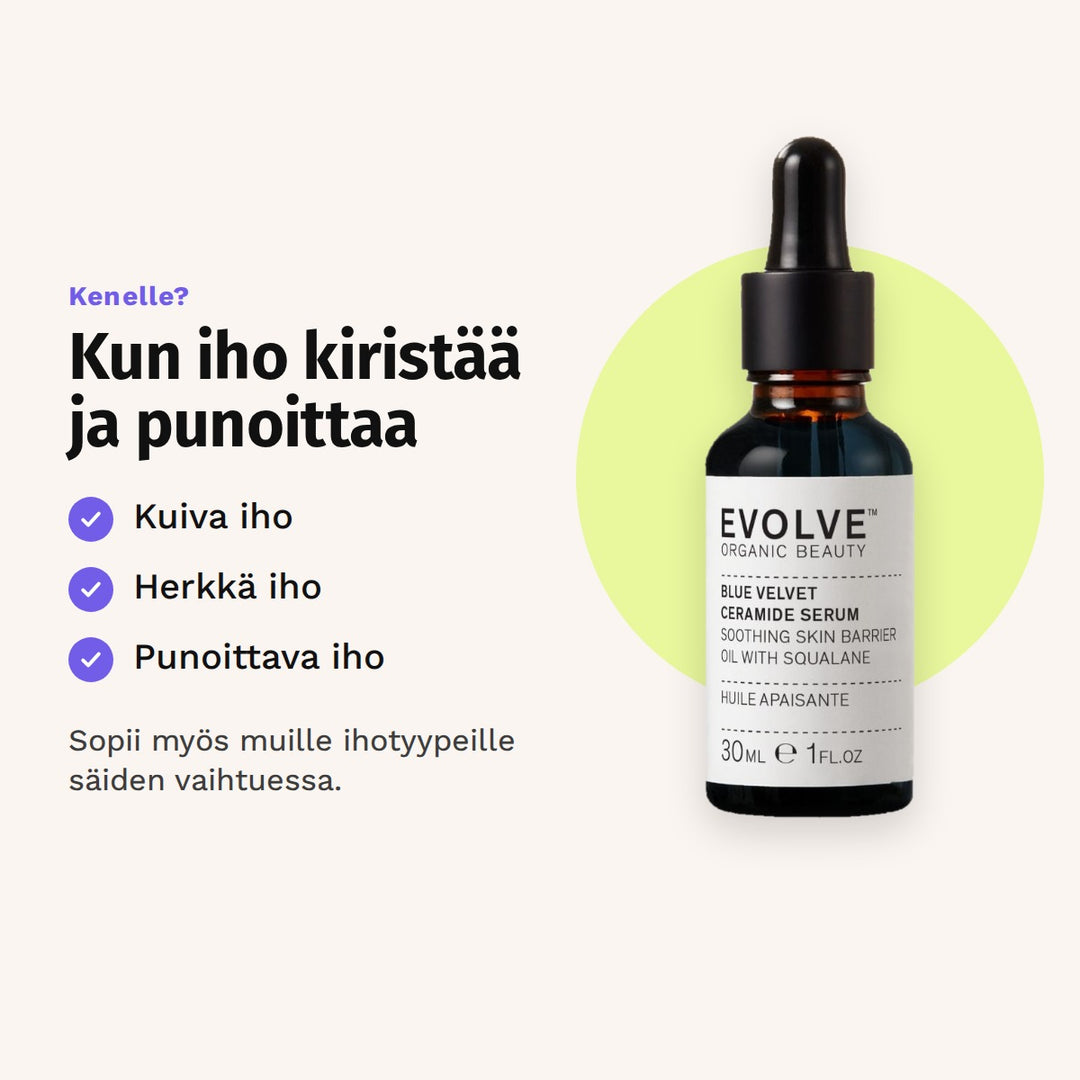 Evolve Blue Velvet Ceramide Serum 30 ml sopii: kuiva iho, herkkä iho ja punoittava iho.