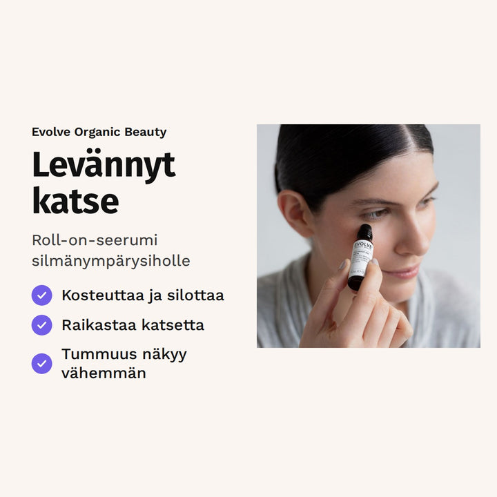 Evolve Hyaluronic Eye Serum 10 ml. Levännyt katse. Roll-on-seerumi silmänympärysiholle.
