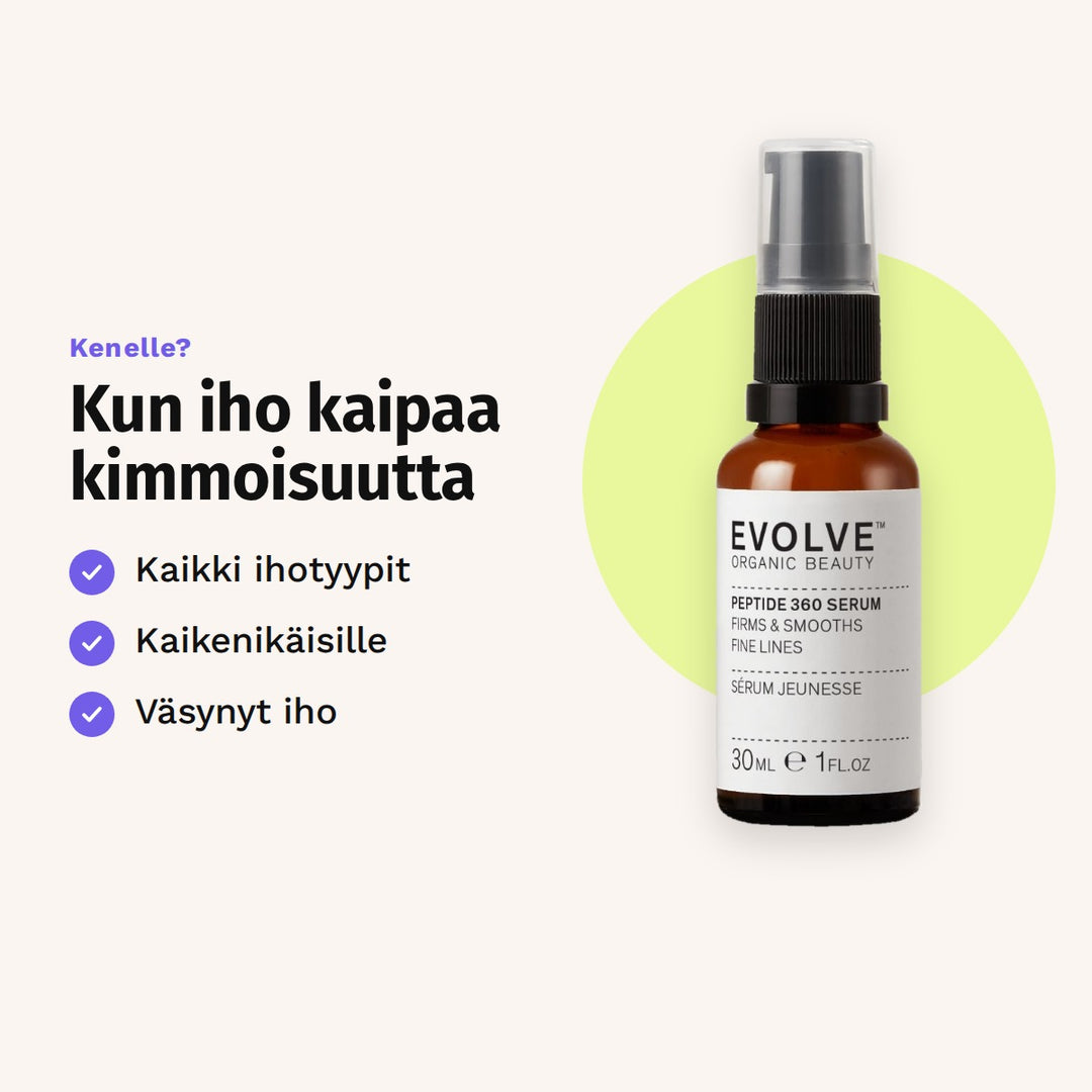 Evolve Peptide 360 -seerumi 30 ml sopii: kaikki ihotyypit, kaikenikäisille ja väsynyt iho.