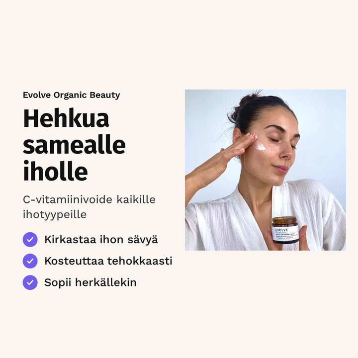 Evolve Vital Glow Vitamin C Cream 60 ml. Hehkua samealle iholle. C-vitamiinivoide kaikille ihotyypeille.