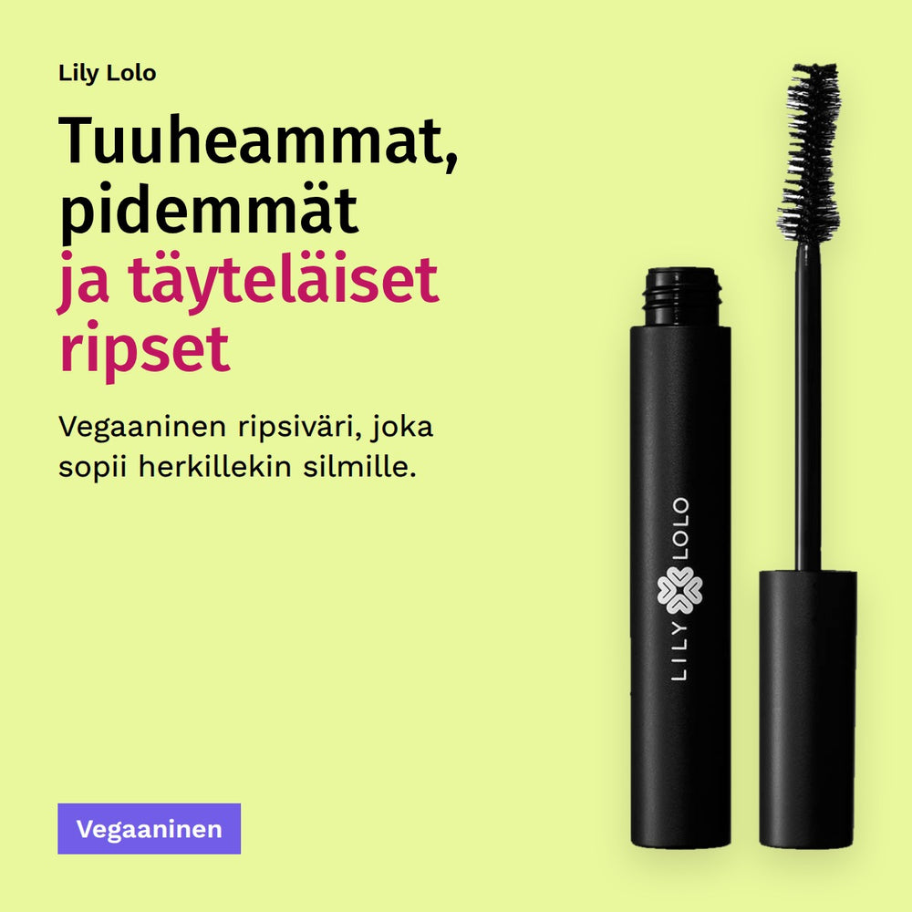 Lily Lolo Big Lash Mascara Musta 6,5 ml. Tuuheammat, pidemmät ja täyteläiset ripset. Vegaaninen ripsiväri, joka sopii herkillekin silmille. Vegaaninen.
