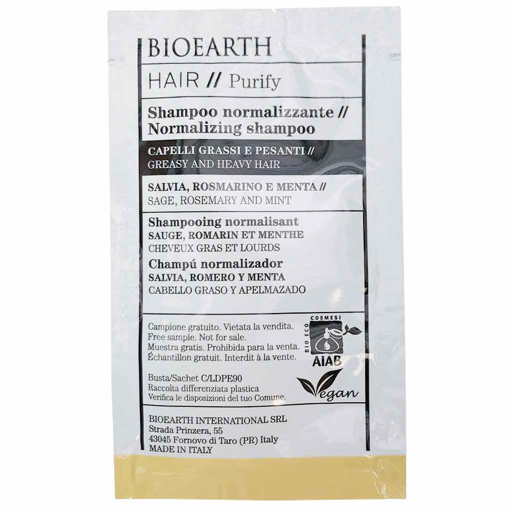 Bioearth HAIR 2.0. Normalizing Shampoo Rasvoittuville hiuksille 8ml Näyte