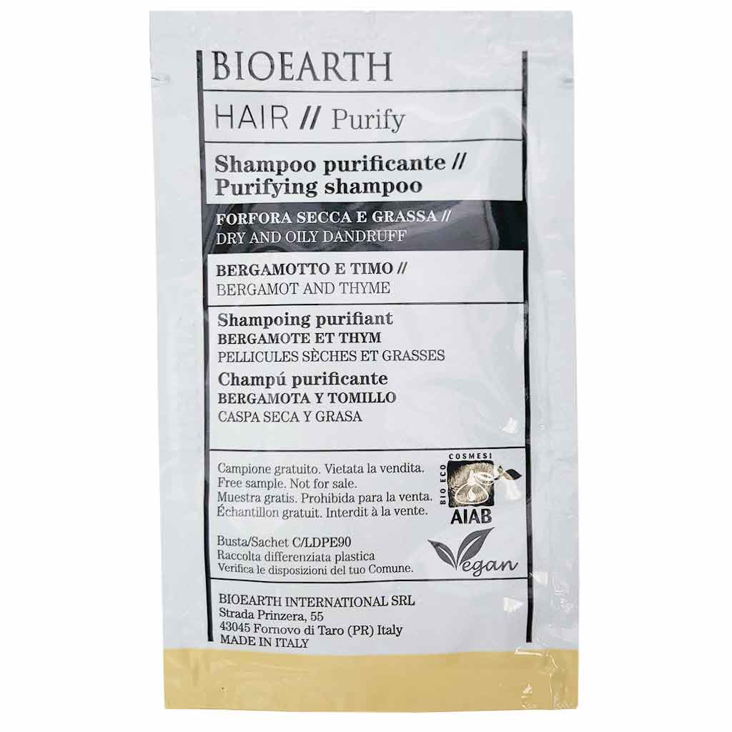 Bioearth HAIR 2.0 Purifying Shampoo Puhdistava hilseshampoo 8ml Näyte