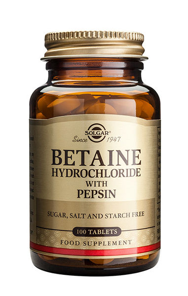 Solgar Betaiinihydrokloridi + pepsiini 100 tablettia